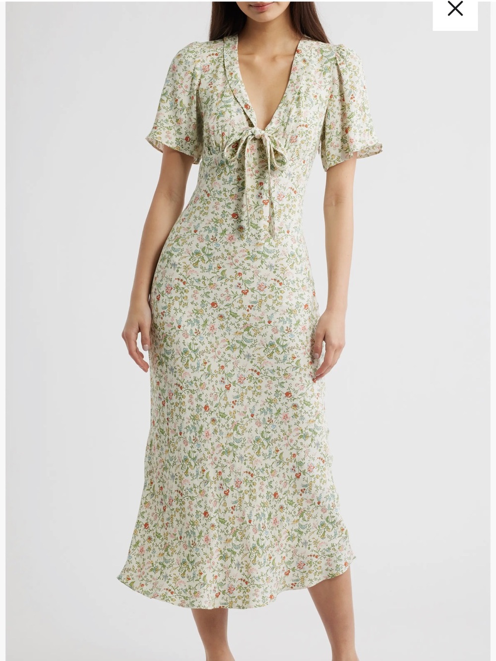 NWT Reformation Tyra Floral Short Sleeve Midi Dress in Gardener